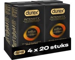 Durex Intensity Condooms - Nieuwste generatie ultradunne, latexvrije condooms voor mannen – Gedeelde lichaamswarmte - 4 x 20 stuks - Voordeelverpakking