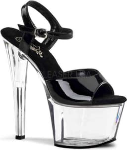 Pleaser - SKY-309 Sandaal met enkelband, Paaldans schoenen - Paaldans schoenen - 40 Shoes - Zwart/Transparant — thumbnail 1