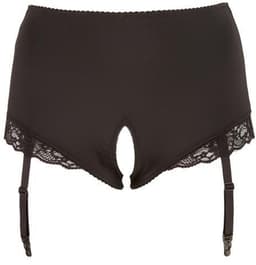 Cottelli Plus Size – Hoge Jarretel Slip met Open Kruis en Kanten Rand Sexy en Uitdagend – Maat XL - Zwart — thumbnail 10