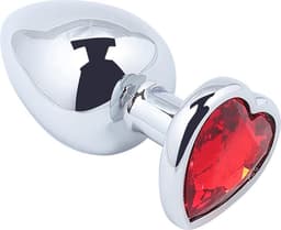 Banoch - Buttplug Coeur Rouge Medium -Metaal - Hart - Diamant Steen Rood — thumbnail 1