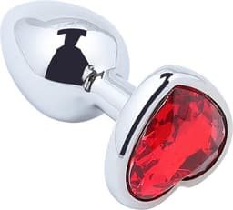 Banoch - Buttplug Coeur Rouge Medium -Metaal - Hart - Diamant Steen Rood — thumbnail 4