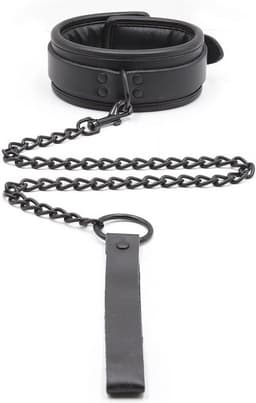 Banoch - halsband van pu leer gevoerd - zwarte collar bdsm — thumbnail 4