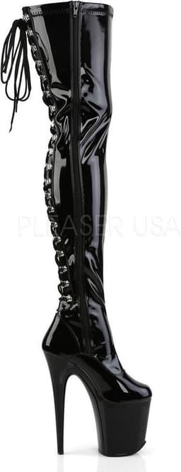 Pleaser - FLAMINGO-3063 Plateau Overknee Laarzen - Paaldans schoenen - 38 Shoes - Zwart — thumbnail 2