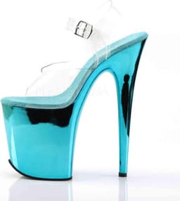 Pleaser - FLAMINGO-808 Sandaal met enkelband, Paaldans schoenen - Paaldans schoenen - 38 Shoes - Blauw/Transparant — thumbnail 3
