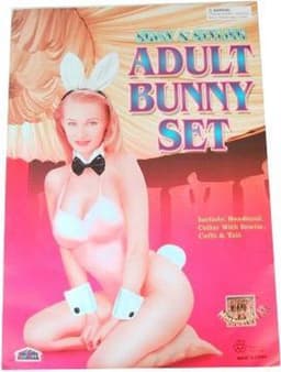 Sexy bunny set wit met oren strik staartje en armbanden — thumbnail 2