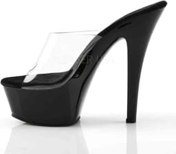 Pleaser - KISS-201 Muiltjes - Paaldans schoenen - 35 Shoes - Zwart/Transparant — thumbnail 3