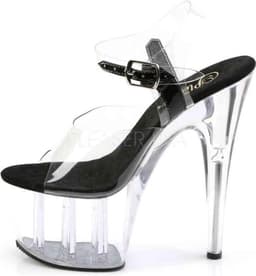 Pleaser - ADORE-708 Sandaal met enkelband, Paaldans schoenen - Paaldans schoenen - 39 Shoes - Transparant/Zwart — thumbnail 3