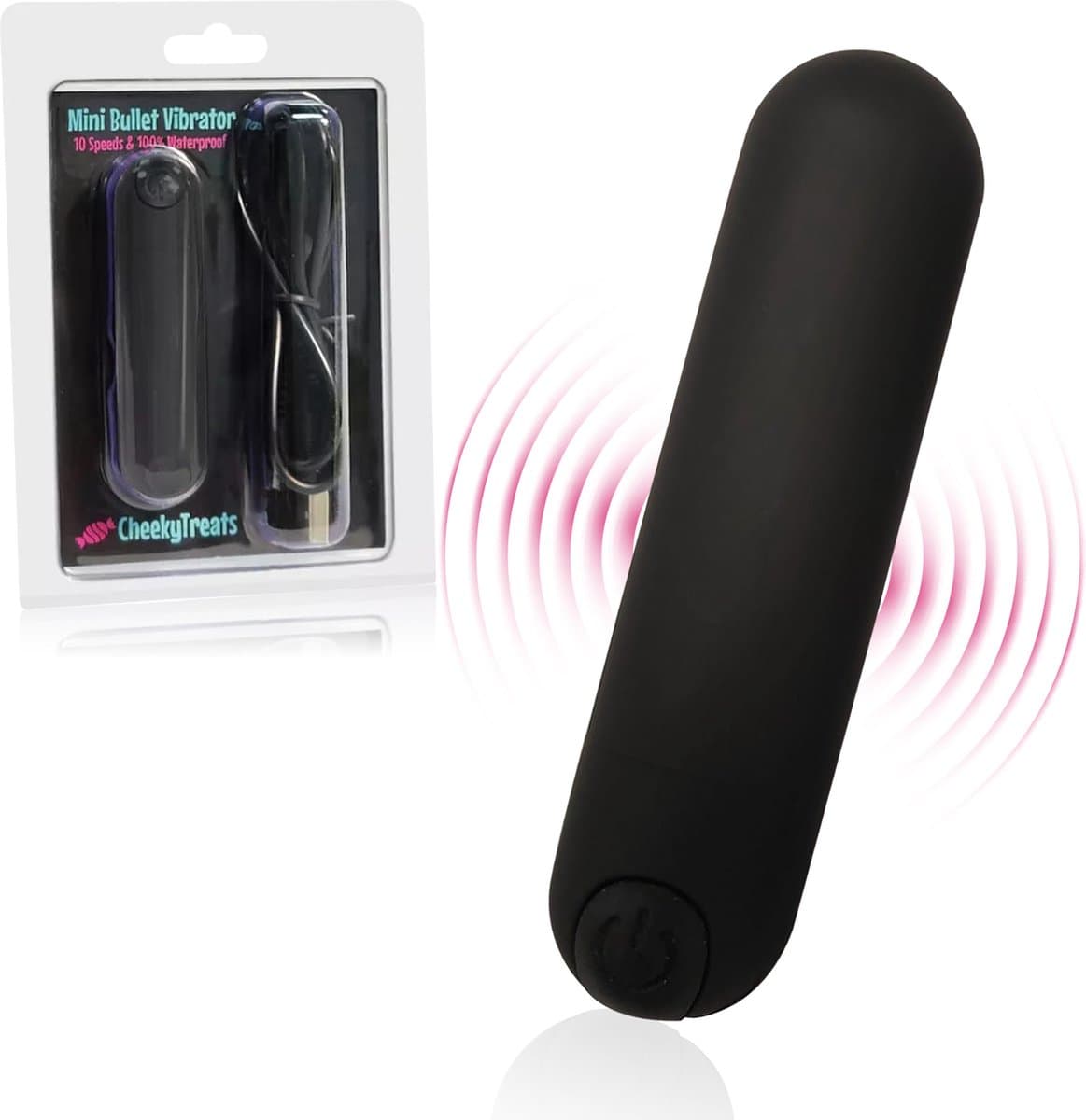 CheekyTreats Mini Bullet Vibrator – USB Oplaadbaar – 10 Standen – Compact & Waterdicht – Discreet Formaat – Zwart — afbeelding 1