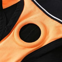 Oranje strakke heren slip met penis gat - BDSM ondergoed mannen - Korte string - Rollenspel - Erotiek - Zeer goede dikke kwaliteit polyester — thumbnail 4