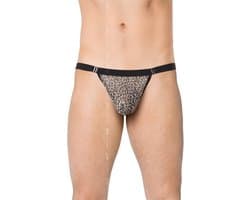 SoftLine Collection - Sexy transparente heren string met sluiting aan de zijkant panterprint- grijs panther S t/m L