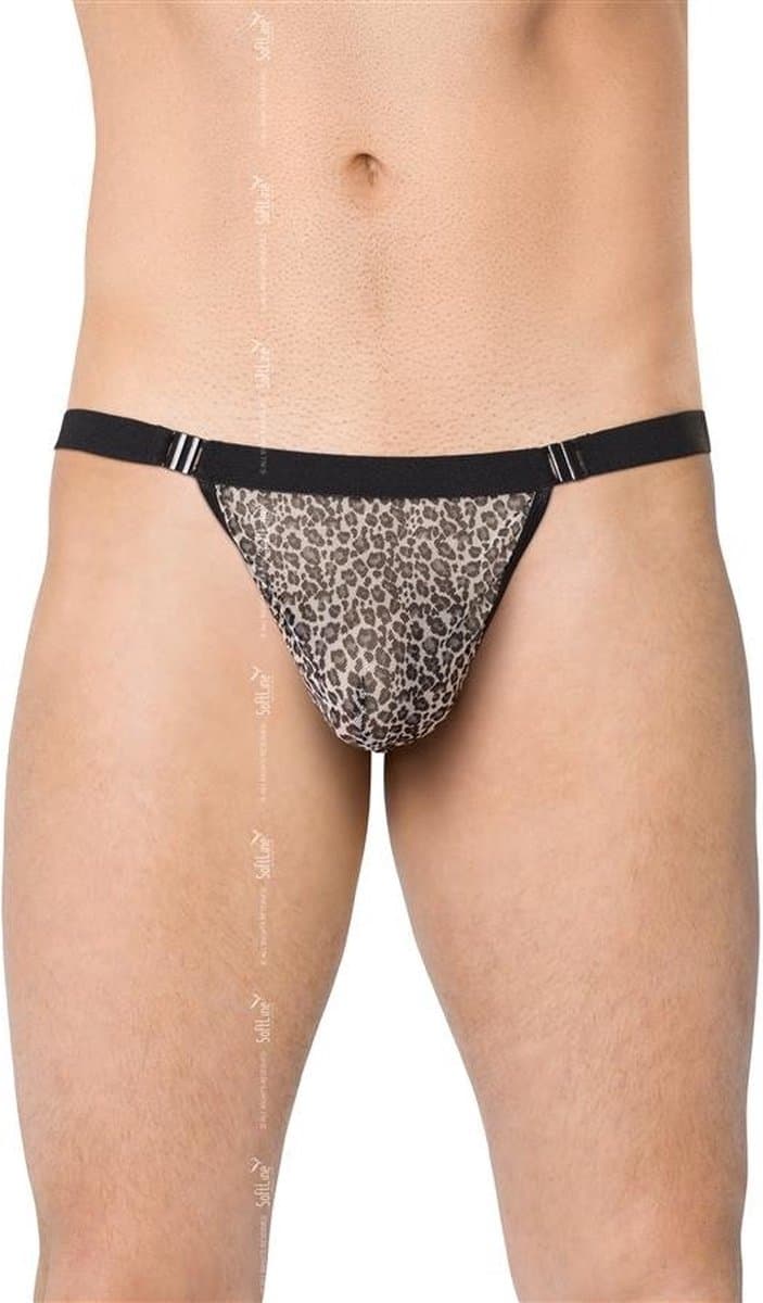 SoftLine Collection - Sexy transparente heren string met sluiting aan de zijkant panterprint- grijs panther S t/m L — afbeelding 1