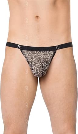 SoftLine Collection - Sexy transparente heren string met sluiting aan de zijkant panterprint- grijs panther S t/m L — thumbnail 1
