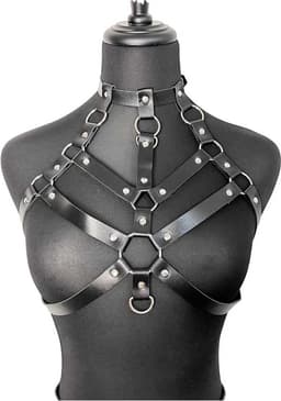 Leather Look Harnas met Ketting - Dames Lingerie - BDSM - Verstelbaar - Topje - Festival - Seks — thumbnail 7