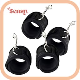 Dr. Sensy BDSM Bed restraints - Zwart - 4 boeien + matras banden - Bedboeien - Verstelbare Riemen en Boeien - Voor koppels - SM - Fetish — thumbnail 4