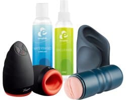 EasyToys Playtime Essentials – Seksspeeltjes Bundel Voor Hem: Vibrerende Handjob Stroker, Oral Masturbator, Vagina Masturbator, EasyGlide Glijmiddel 150 ml & Toy Cleaner 150 ml