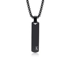 Nivard Ketting - Heren - Staal - Nep zilver - Met Hanger - Zwart - K