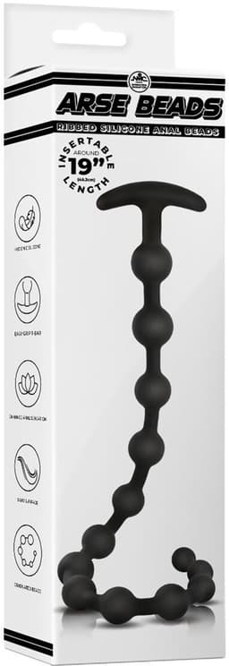 NMC 19 inch geribbeld siliconen anale kralen - Zwart - 48.3 cm — thumbnail 2