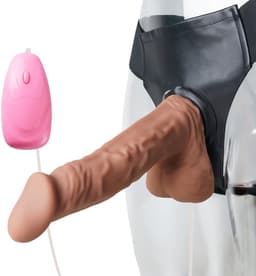 Realistische Vibrerende Strap-On Dildo met Balzak – Harnas Inclusief – Voor Koppelplezier & Rollenspel — thumbnail 1