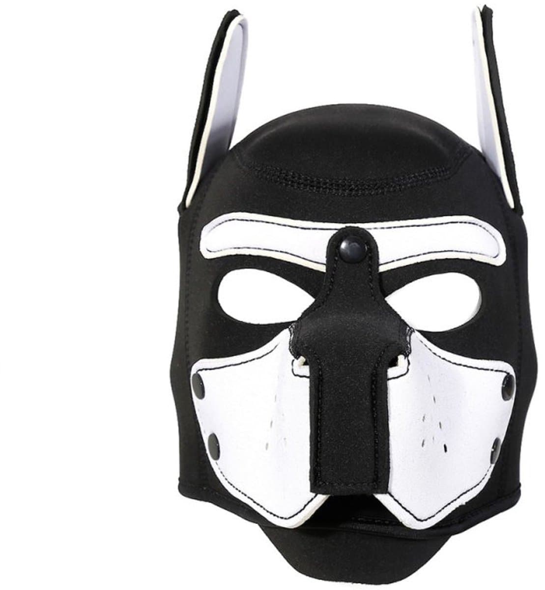 BDSM Dog-Puppy-Honden-Masker Carlo van neoprene kleur zwart-wit — afbeelding 1