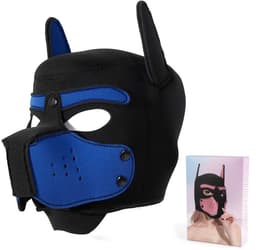 BDSM Dog-Puppy-Honden-Masker Carlo van neoprene kleur Blauw-Zwart — thumbnail 1