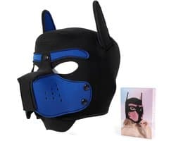 BDSM Dog-Puppy-Honden-Masker Carlo van neoprene kleur Blauw-Zwart