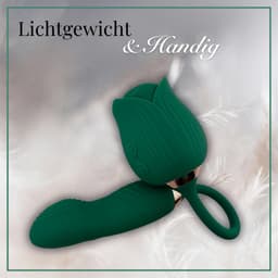 SlipperyHeights® Twila - 2 in 1 Luchtdruk Stotende Roos Vibrator - Clitoris Satisfy en G-Spot Stimulatie - Intense 20 Standen - Siliconen Sex Toy voor Vrouwen - Dildo - Groen — thumbnail 5