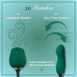 SlipperyHeights® Twila - 2 in 1 Luchtdruk Stotende Roos Vibrator - Clitoris Satisfy en G-Spot Stimulatie - Intense 20 Standen - Siliconen Sex Toy voor Vrouwen - Dildo - Groen — thumbnail 4