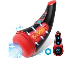 LoveVlijt - Blowjob Simulator met App - Handjob Simulator - 9 Zuig en 9 Vibratiestanden - Met Verwarmingsfunctie - Zuigfunctie - Met Digitaal Display - Pocket Pussy - Seksspeeltje voor Mannen - Masturbator voor Man - Oplaadbaar - Inclusief Cockring