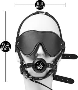 Lederen Bondage Masker met Blinddoek en Ballgag – Verstelbaar Hoofdtuig voor BDSM & Dominantie Spel — thumbnail 4