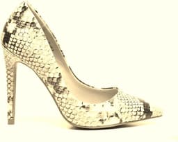 Sexy damesschoen pump in slangenprint beige met zwart high heels killer heels — thumbnail 1