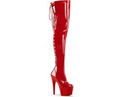 Adore-3063 plateau lak overknee laars met veters en stiletto hak rood - (EU 35 = US 5) - Pleaser