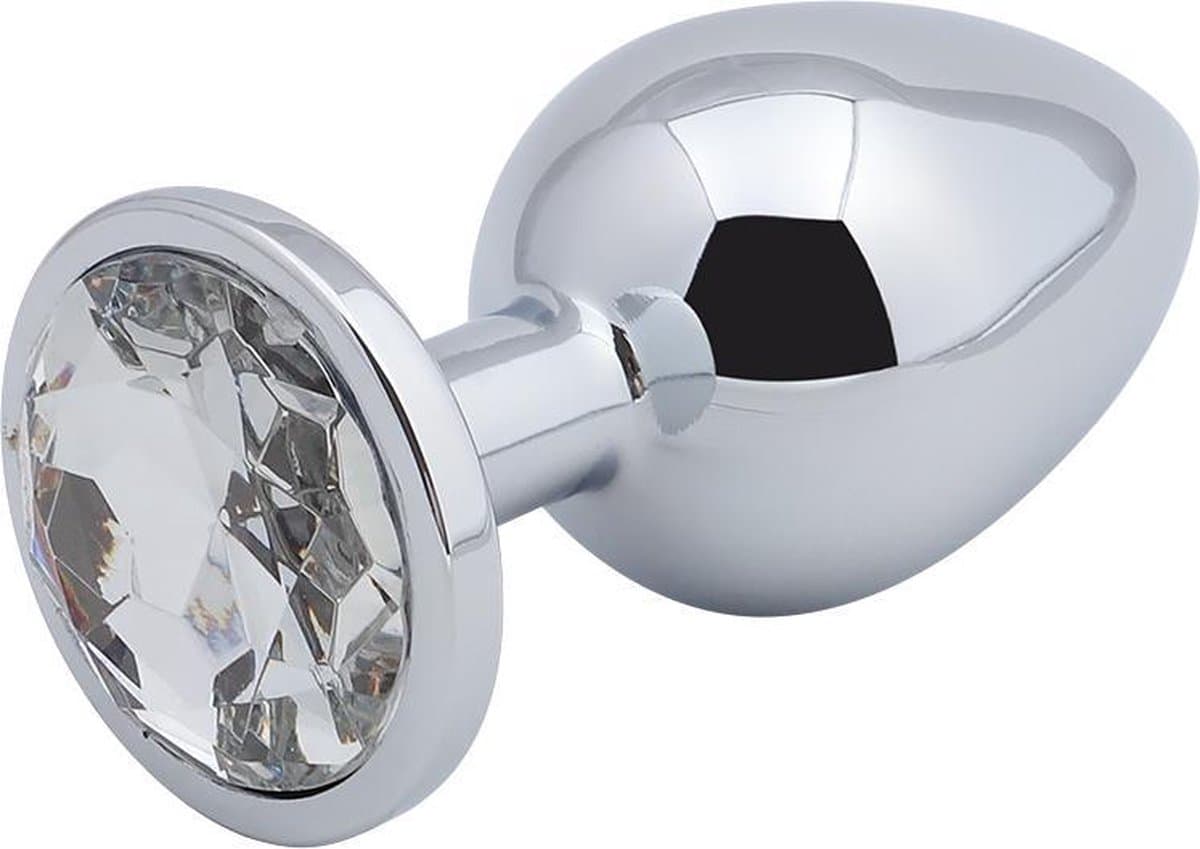 Banoch - Buttplug Aurora Clear Large - Metalen buttplug - Diamant steen - Wit — afbeelding 1
