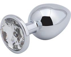 Banoch - Buttplug Aurora Clear  Large - Metalen buttplug - Diamant steen - Wit