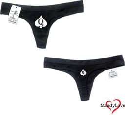 Zwarte Queen of Spade String - QoS Lingerie - sexy dames slips - BBC - cuckold - ondergoed - big black cock - schoppenkoningin - maat XL — thumbnail 2
