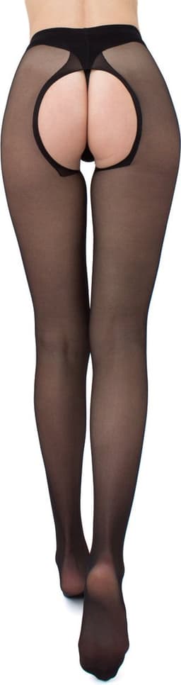 Giulia - Intimo Plus licht glanzende 20den Sheer Panty met open kruis - Zwart - XL — thumbnail 10