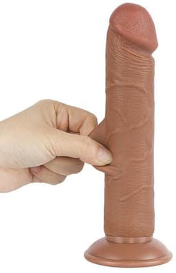 LoveToy - Sliding Skin Dildo 20 cm (Ø 3,8 cm) - Bruin — thumbnail 1