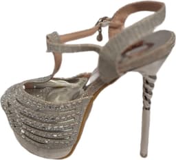 JUMEX- EROTISCHE PUMP-SILVER-STRASS-SILVER STILETTO HEEL-37 — thumbnail 3