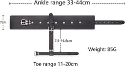 Enkel en tenen bondage – Zwart - Faux Lederen Handboeien – BDSM boeien - Been vastbinden — thumbnail 4