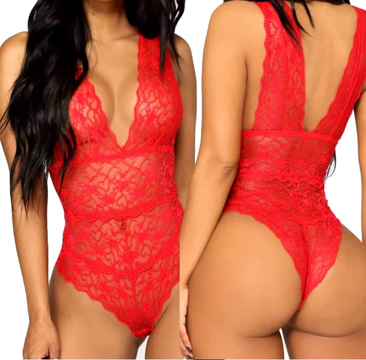 Erotische Body I Lingerie Body Kostuum I Sexy Erotisch Ondergoed I Rood — afbeelding 1