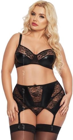 Softline - Joana - Sexy Kanten Lingerie Set met Bloemen - zwart XXL — thumbnail 1