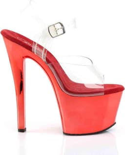 Pleaser - SKY-308 Sandaal met enkelband, Paaldans schoenen - Paaldans schoenen - 45 Shoes - Rood/Transparant — thumbnail 5