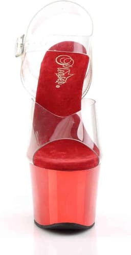 Pleaser - SKY-308 Sandaal met enkelband, Paaldans schoenen - Paaldans schoenen - 45 Shoes - Rood/Transparant — thumbnail 2