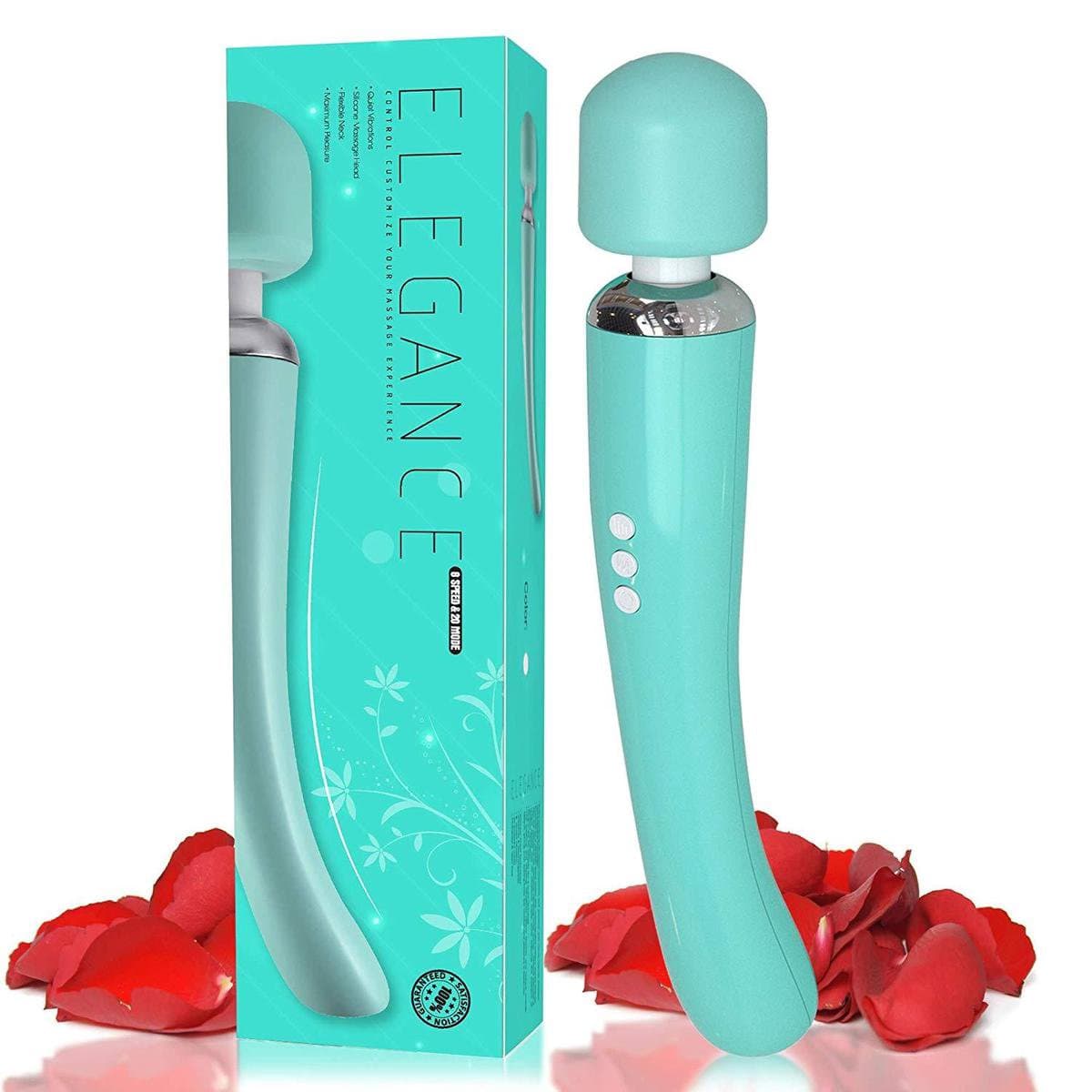 Sensual U - Elegance Wand Vibrator - Krachtige Clitoris Stimulator - 20 Standen - Fluisterstil - USB Oplaadbaar - Cyaan — afbeelding 1