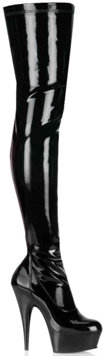 EU 42,5 = US 12 | DELIGHT-3000 | 6 Heel, 1 3/4 PF Thigh High Boot, Side Zip — afbeelding 1
