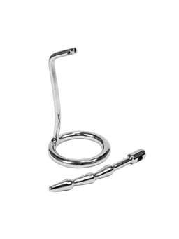 Rimba Bondage Play - Penisplug - Kuisheidskooi - Geribbelde Penis Dwangbuis Met Hangslotje - RVS — thumbnail 3