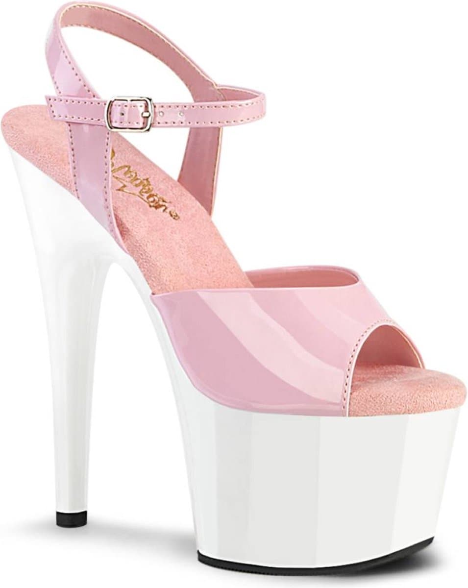 Pleaser - ADORE709 Sandaal met enkelband, Paaldans schoenen - US 12 - 42 Shoes - Roze/Wit — afbeelding 1
