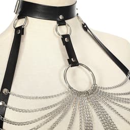 Full Body Harness Leather Belt With Chains | Verstelbaar Harnas met ketting | Sexy Waist Goth Accessories — thumbnail 16