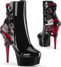 Pleaser - DELIGHT-1012 Plateau Laarzen - US 9 - 39 Shoes - Zwart/Rood — thumbnail 1