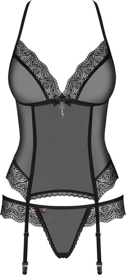 Obsessive Korset met String – Erotisch Korset – Maat L/XL – Zwart — thumbnail 3