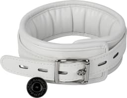 Banoch - Collar & leash White - Halsband en Riem - wit imitatieleer - bondage — thumbnail 2